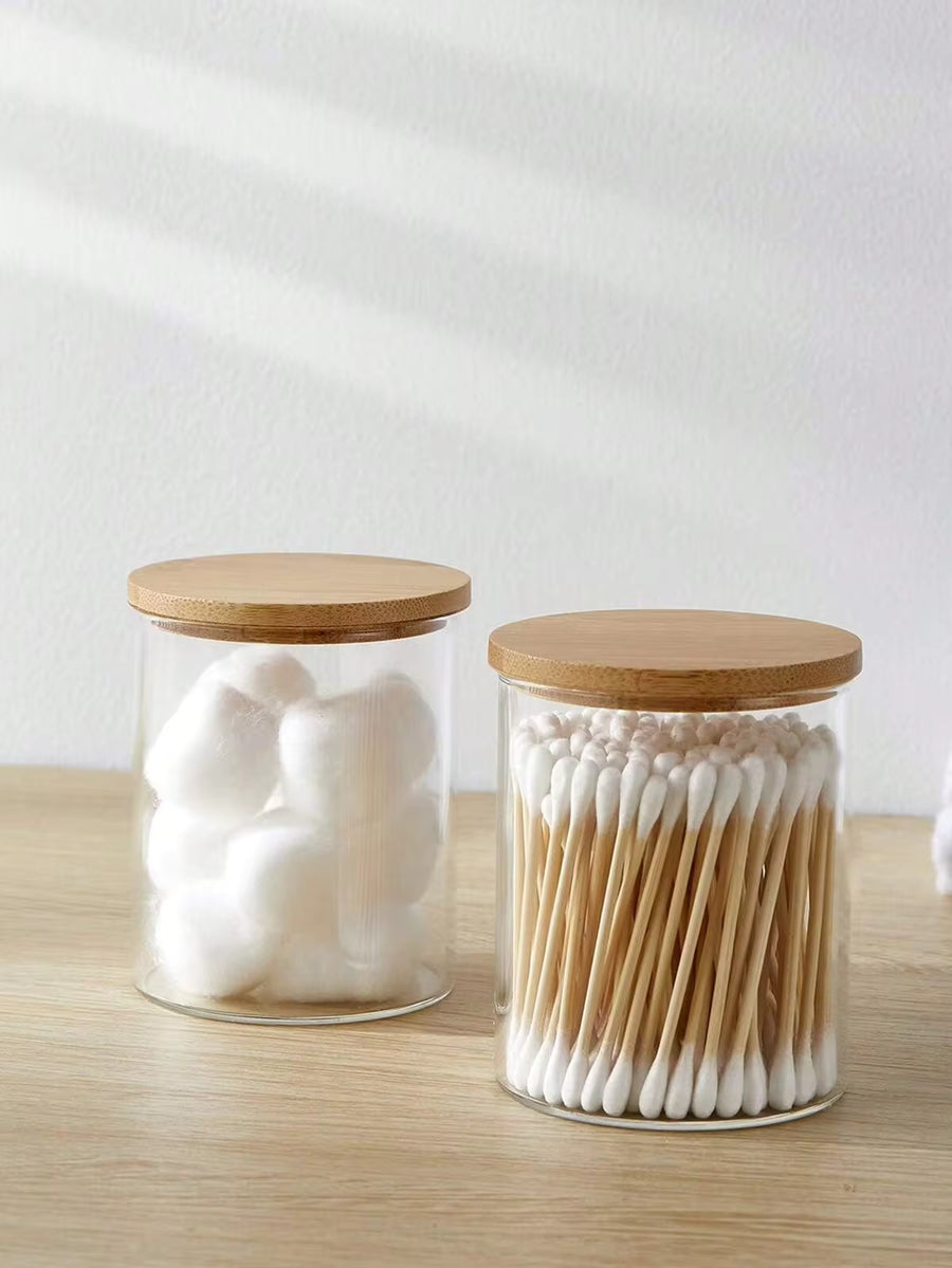 1/2/3/4/6 Pack Qtip Holder Dispenser Dressing Table Apothecary Jars With Lids, Makeup Round Pad/Dental Floss Pick Holder, Bathroom Essential Jars Accessories Bathroom Organization Jars Dressing Table Organizer